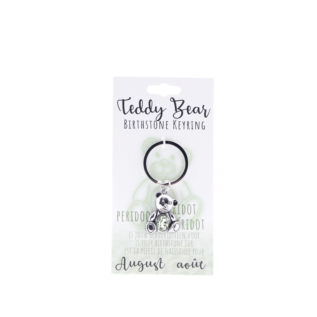 Birthstone sleutelhanger augustus teddybeer