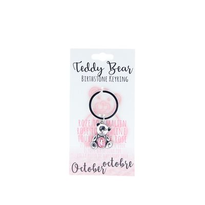 Birthstone sleutelhanger oktober teddybeer