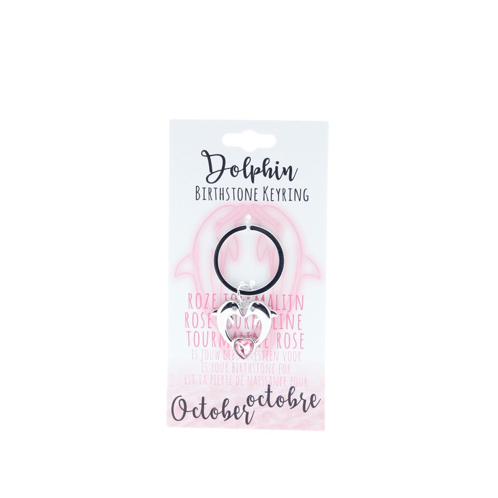 Birthstone sleutelhanger oktober dolfijn