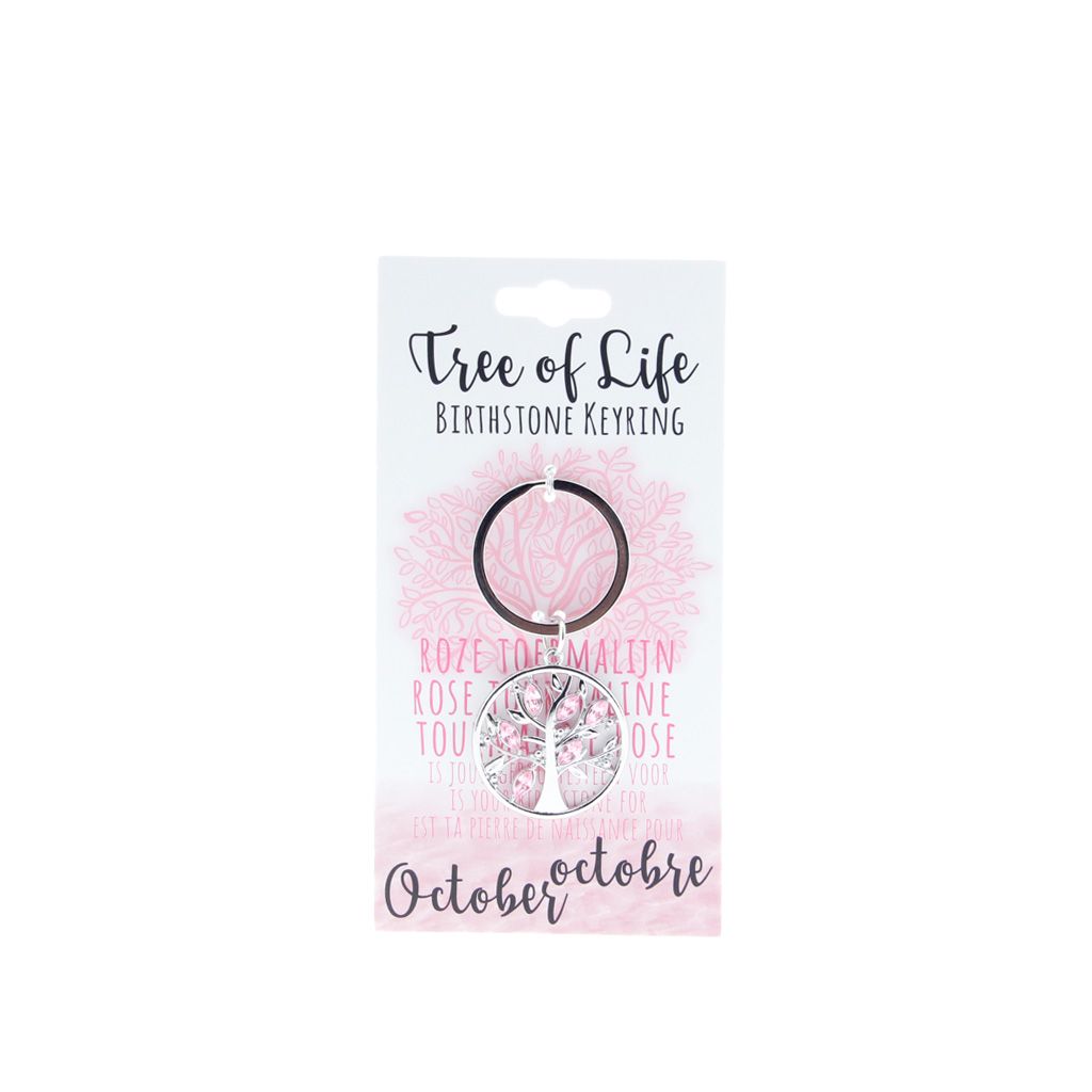 Birthstone sleutelhanger oktober levensboom