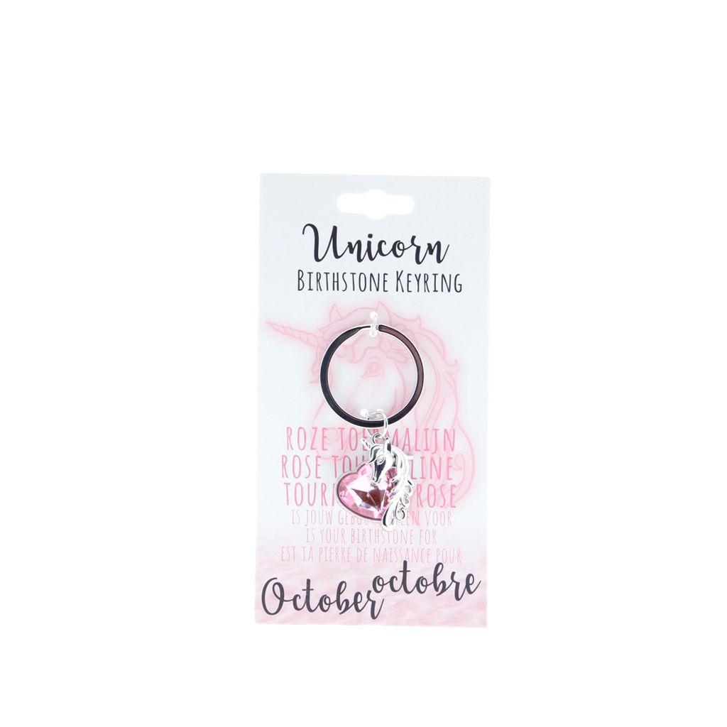 Birthstone sleutelhanger oktober unicorn