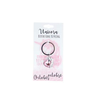 Birthstone sleutelhanger oktober unicorn