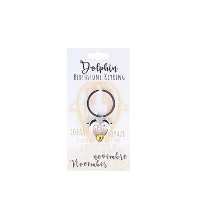Birthstone sleutelhanger november dolfijn