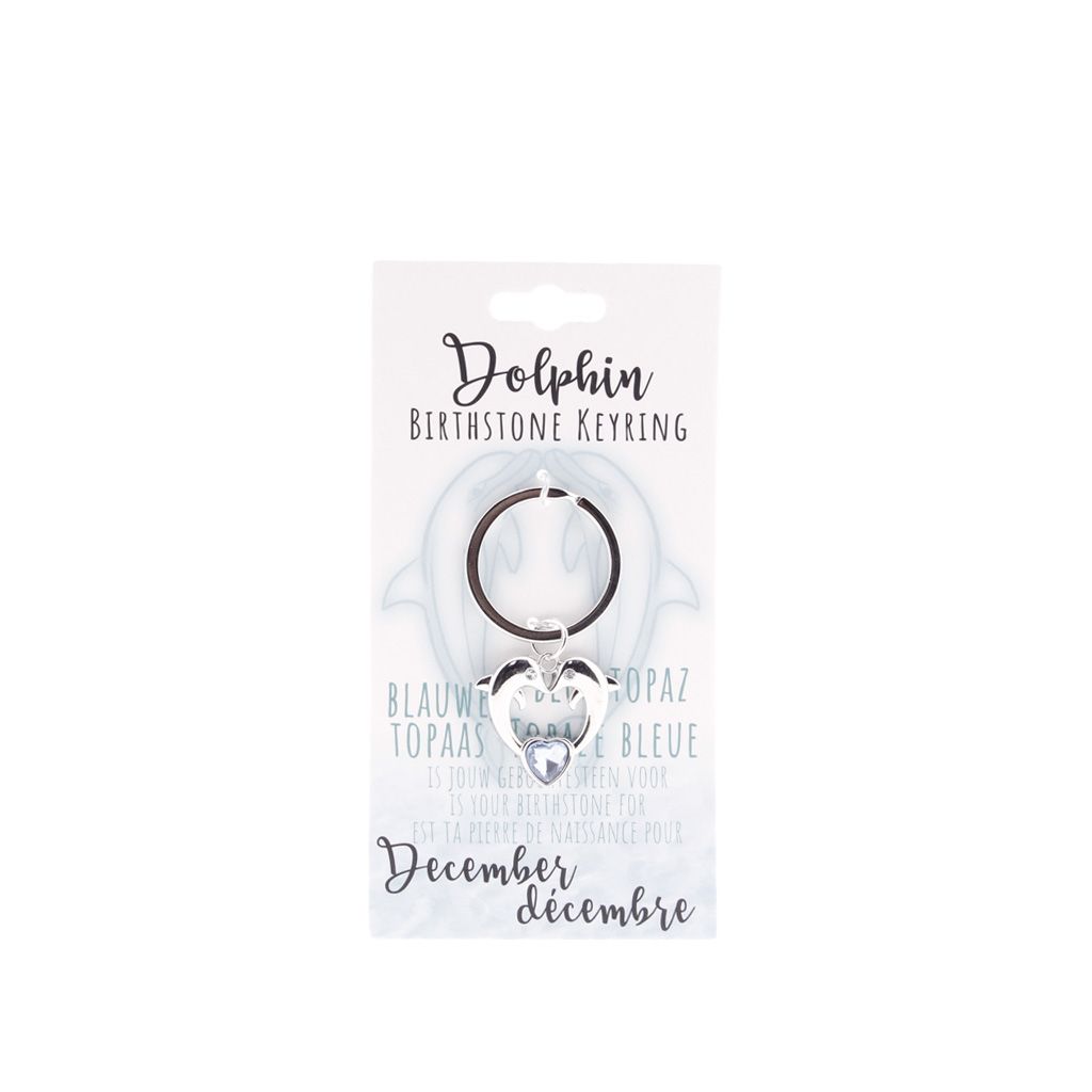 Birthstone sleutelhanger december dolfijn