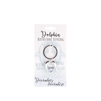 Birthstone sleutelhanger december dolfijn