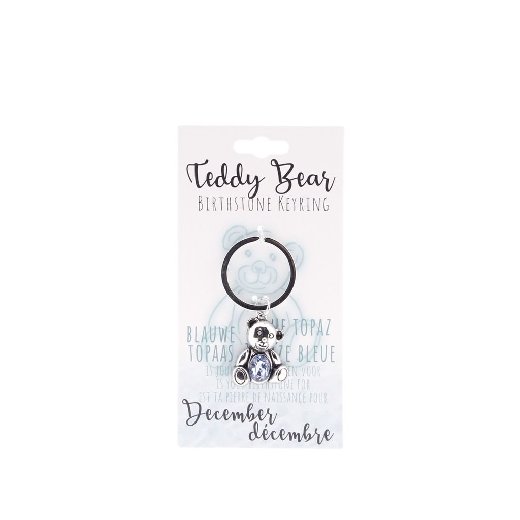 Birthstone sleutelhanger december teddybeer