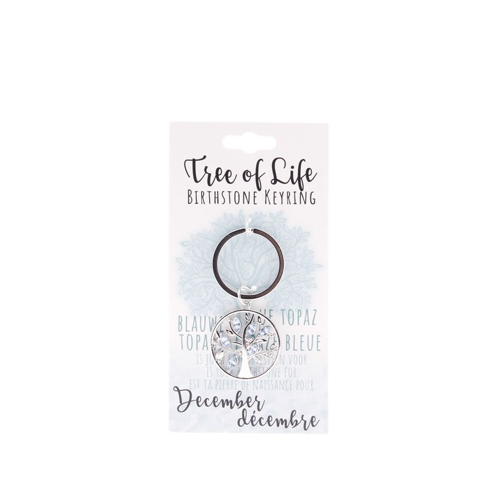 Birthstone sleutelhanger december levensboom