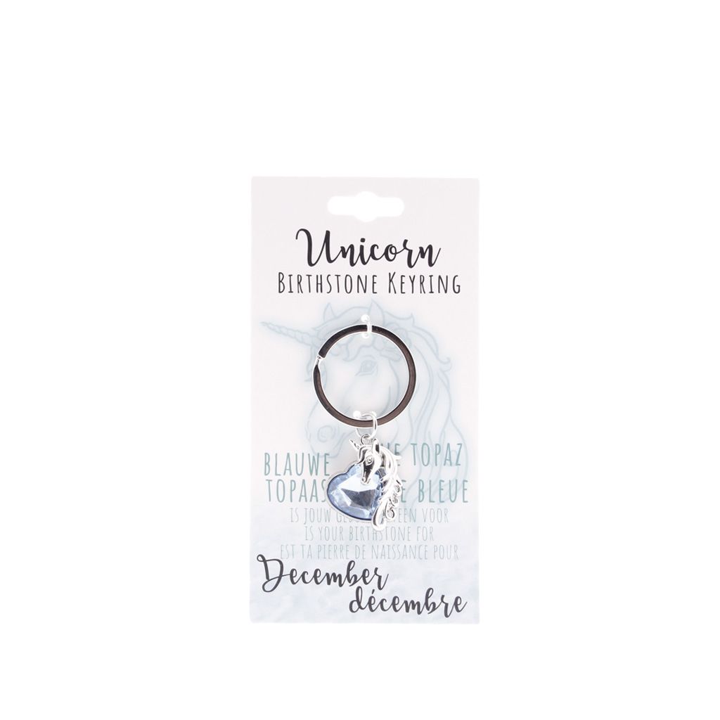 Birthstone sleutelhanger december unicorn