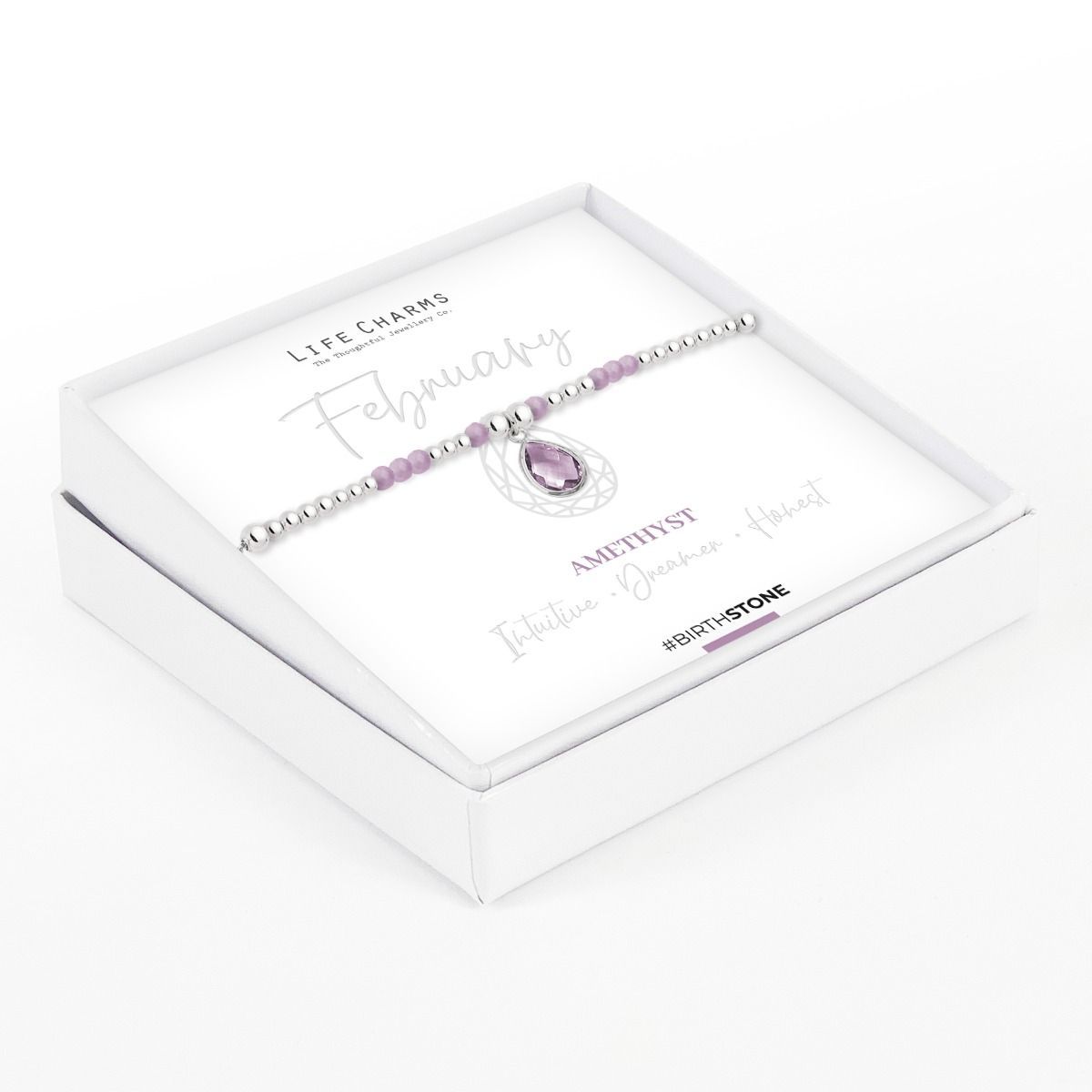 Birthstone armband februari