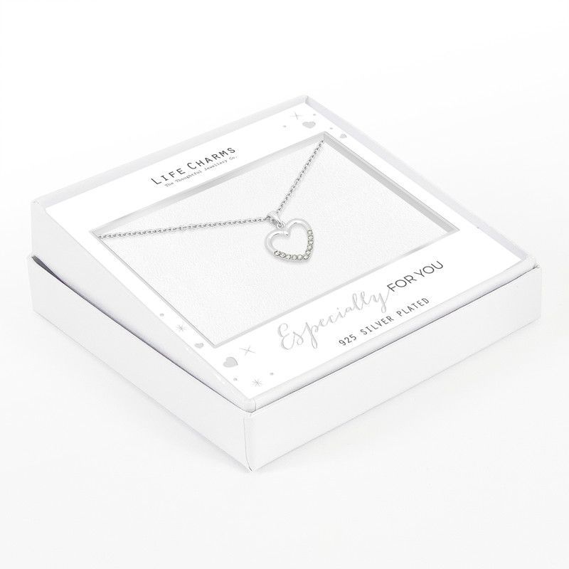 Life charms ketting heart white stones