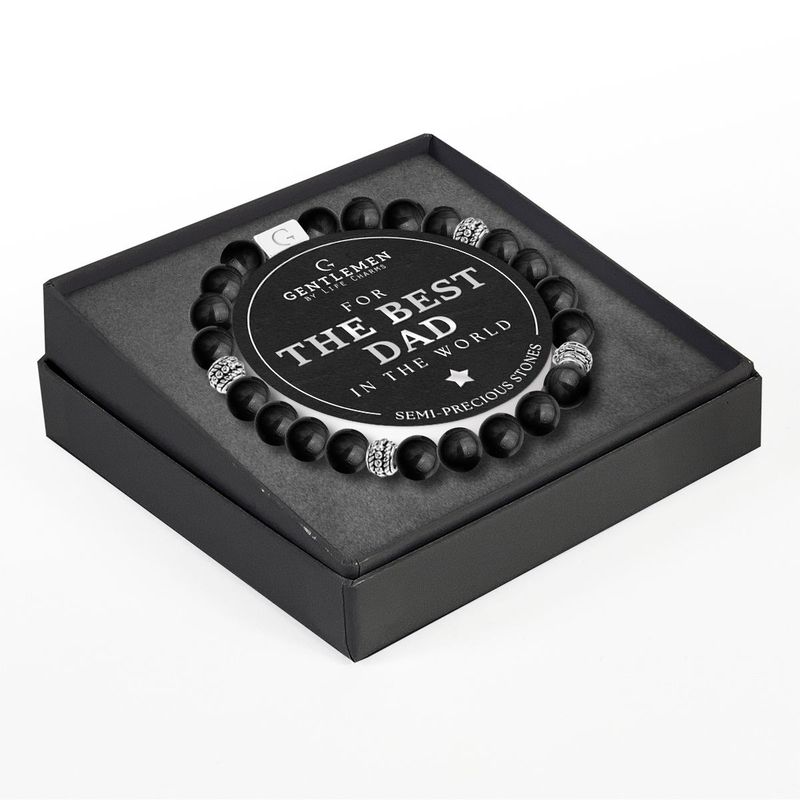 Life charms gentleman armband best dad zwarte agaat