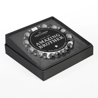 life charms gentlemen armband amazing brother jaspis grijs - hematiet