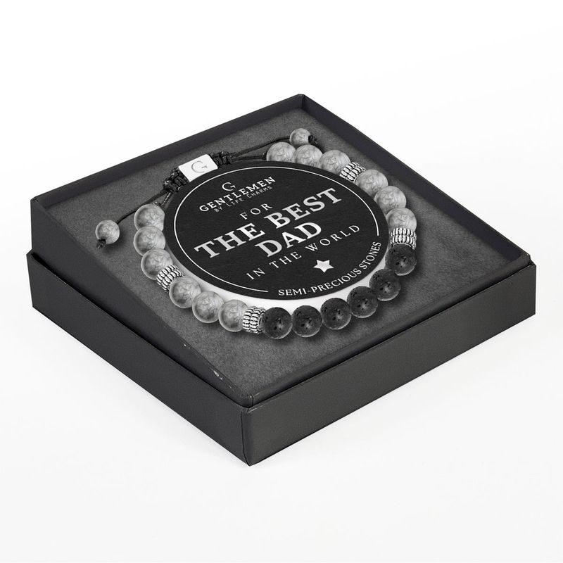 life charms gentleman armband best dad lava-grijze jasper