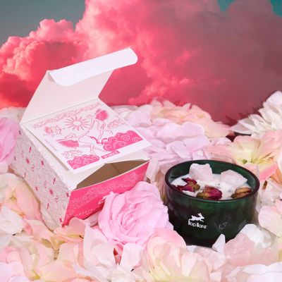 Hop hare kristallen magische bloemenkaars de geliefden