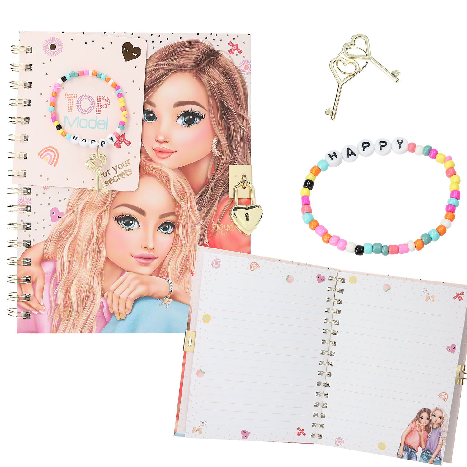 TOPModel dagboek met slot en armband