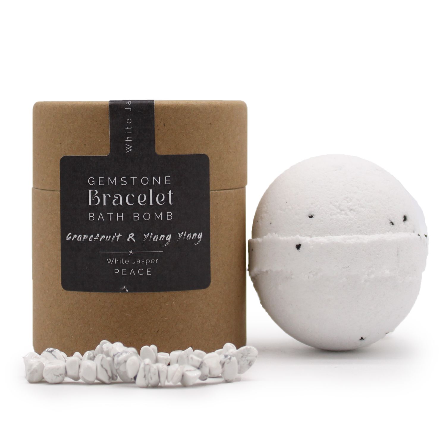 Bruisbal met edelsteen armband - witte jaspis geschenk editie