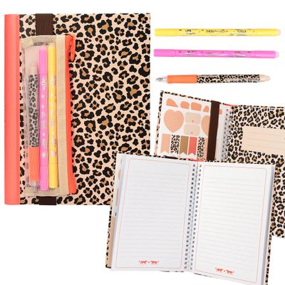 PENfection notitieboek met uitwisbare pennen leopard