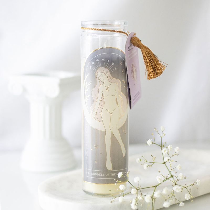 Selene goddess tube kaars met amethist