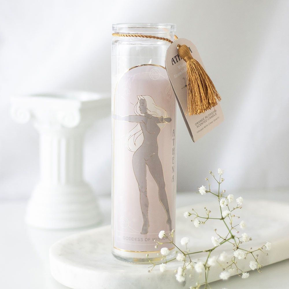 Athena godess tube kaars met bergkristal