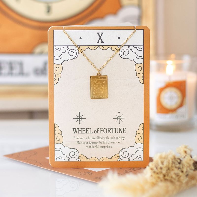 Tarot ketting op wenskaart wheel of fortune
