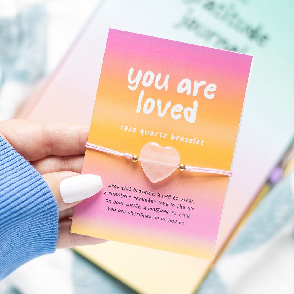 You are loved verstelbare rozenkwarts armband