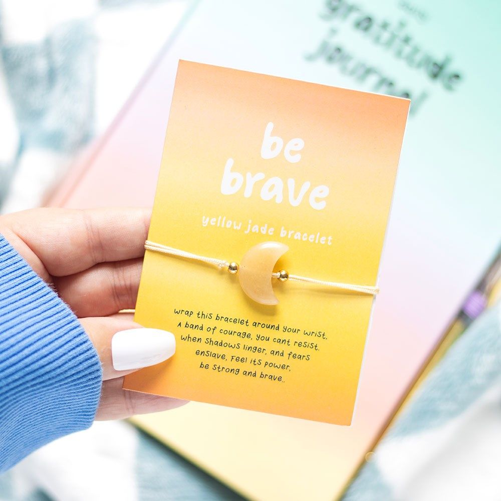 Be brave verstelbare gele jade armband