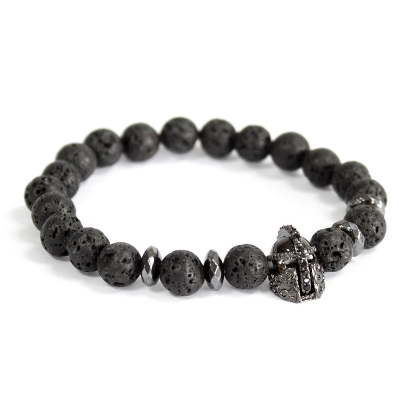 Lavasteen armband met riddershelm