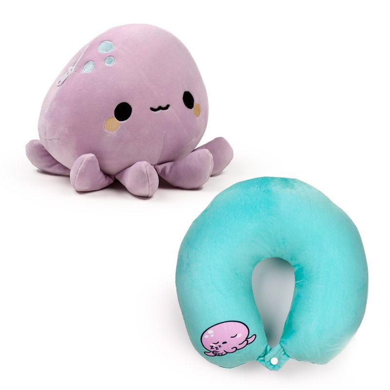 2 in 1 pluche &amp; nekkussen octopus