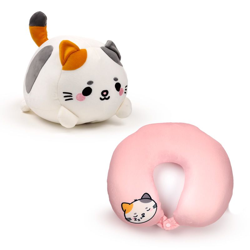 2 in 1 pluche &amp; nekkussen kat