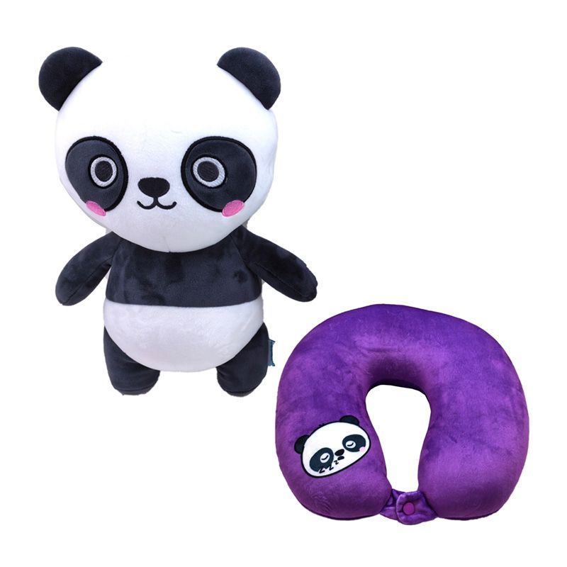 2 in 1 pluche &amp; nekkussen panda
