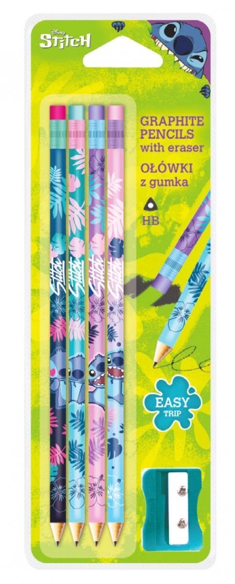 Stitch set 4 potloden met slijper