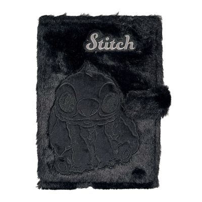 Stitch fluffy notebook black