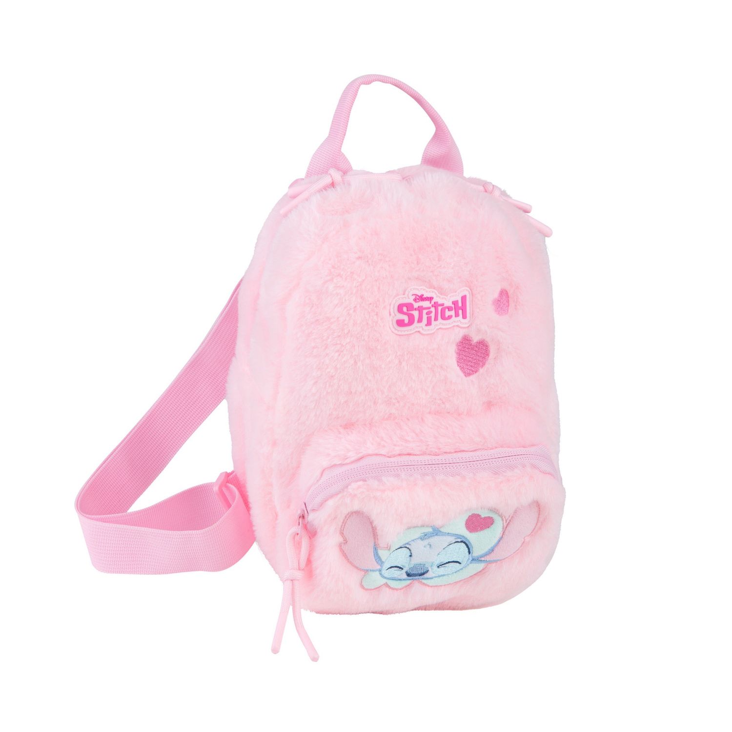Stitch fluffy rugzak 25cm pink