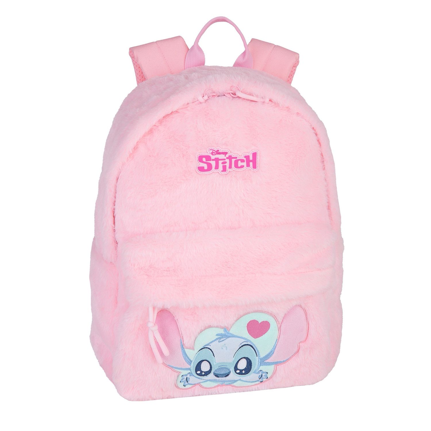 Stitch fluffy boekentas 40cm pink