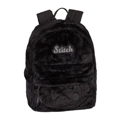 Stitch fluffy boekentas 40cm black