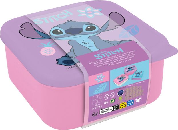 Stitch 3 in 1 doosjes pink