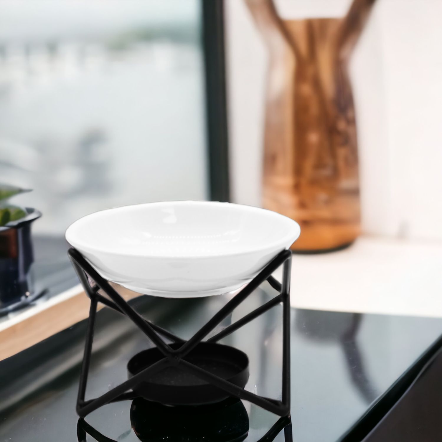 Keramisch &amp; metalen aromabrander zeshoekige stand