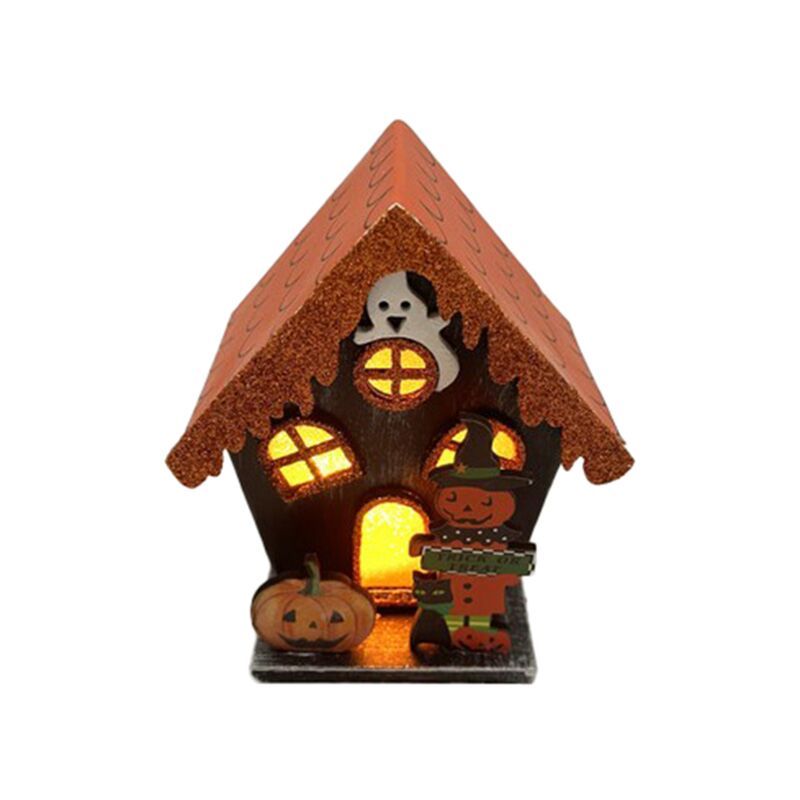 Griezelig trick or treat pompoen huis LED