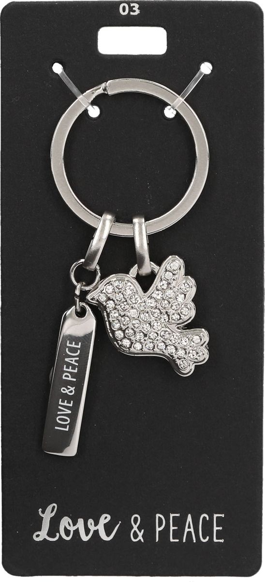 Glamour sleutelhanger love and peace