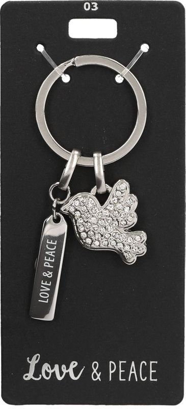 Glamour sleutelhanger love and peace