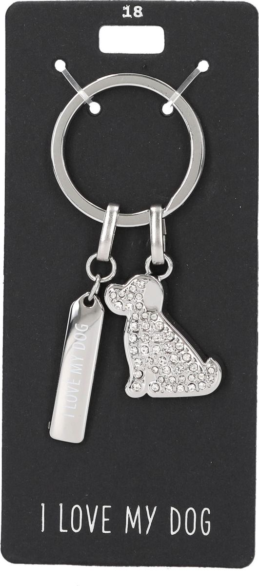 Glamour sleutelhanger I love my dog