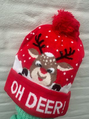 Kerstmuts met LED oh deer