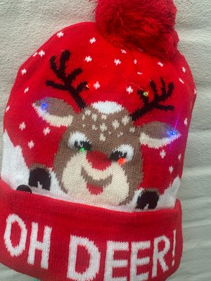 Kerstmuts met LED oh deer