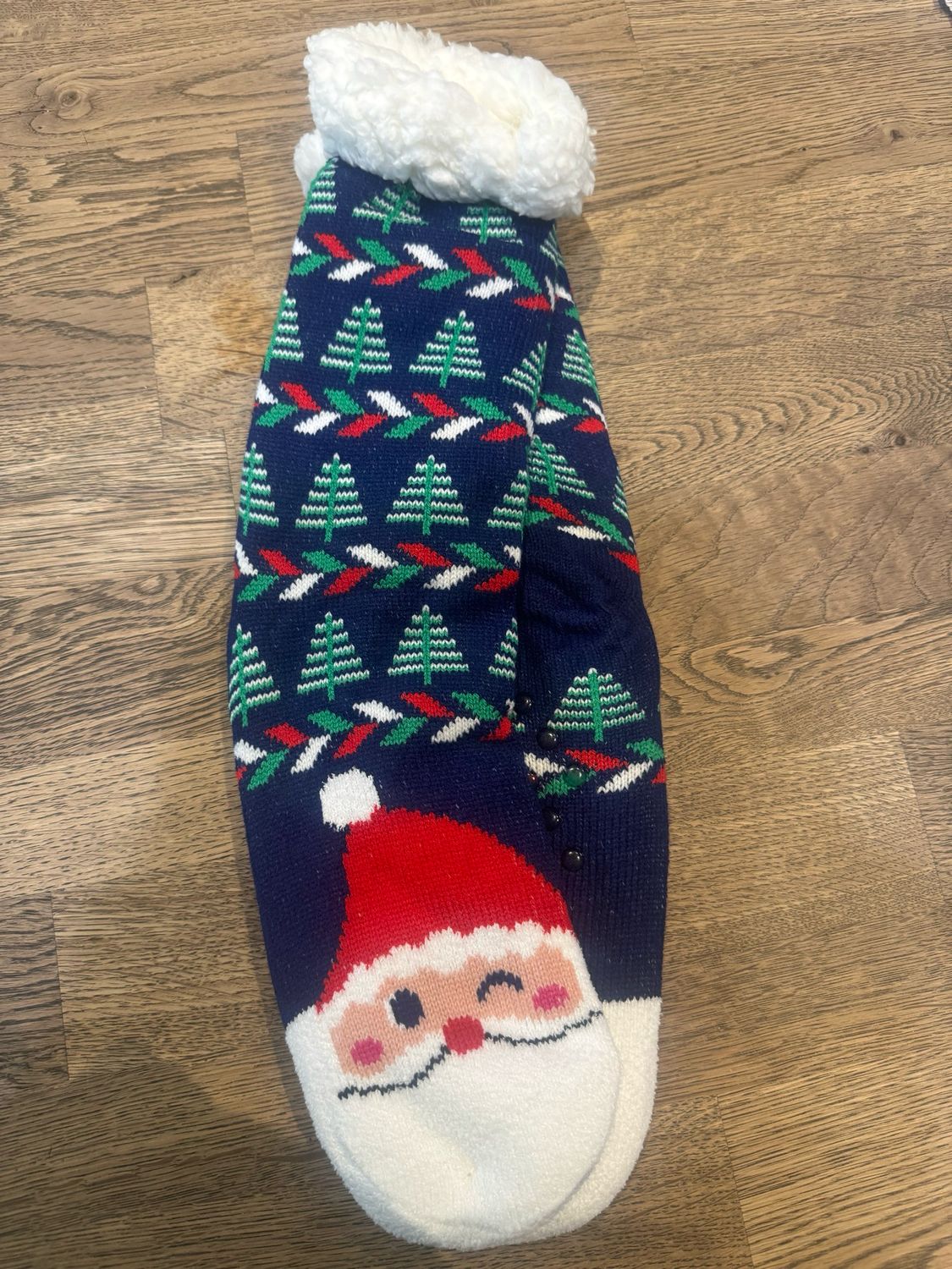 Kerstsokken kerstman donkerblauw