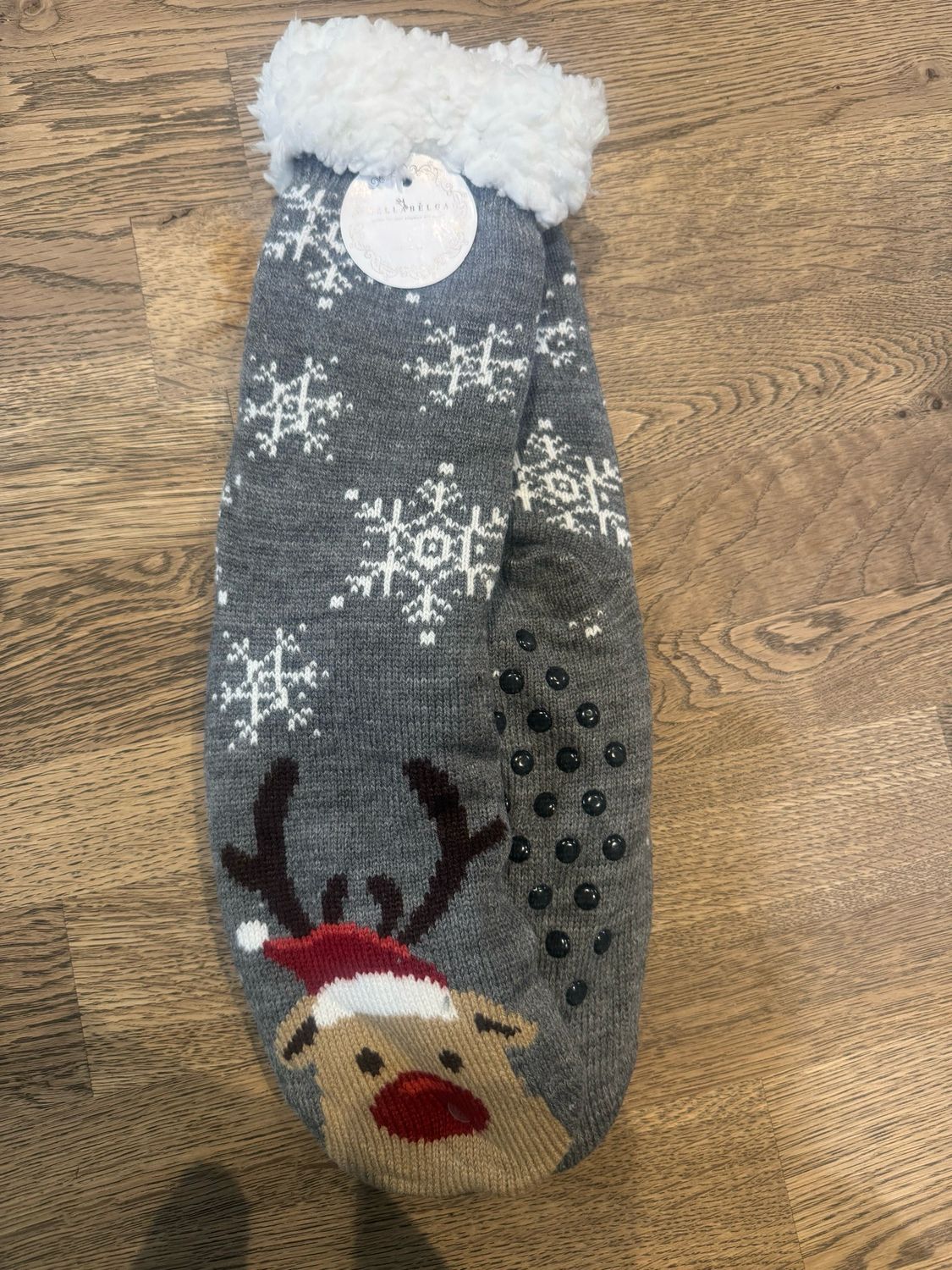 Kerstsokken rendier grijs