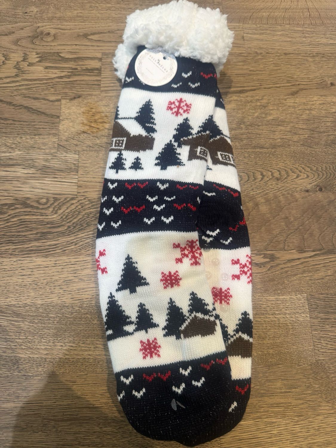 Kerstsokken donkerblauw landschap