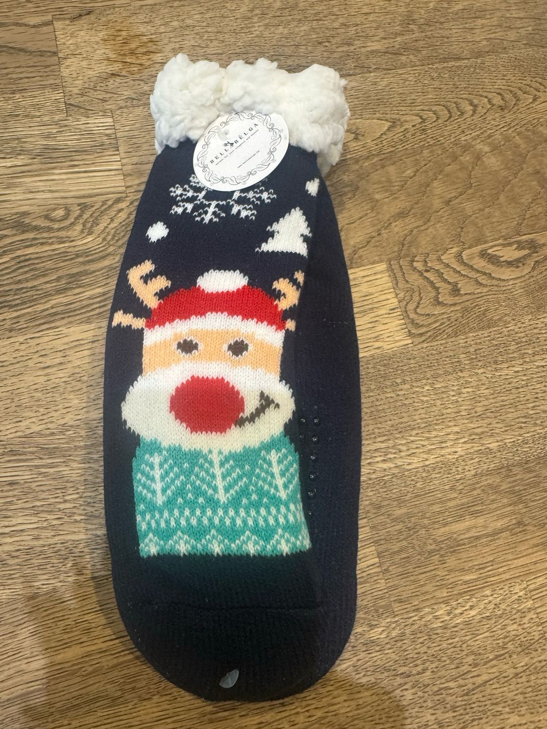 Kerstsokken kids rendier donkerblauw