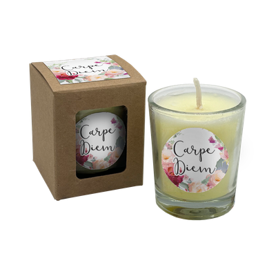 wenskaarsje met bedeltje carpe diem