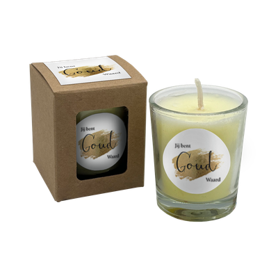 Wenskaarsje met bedeltje jij bent goud waard