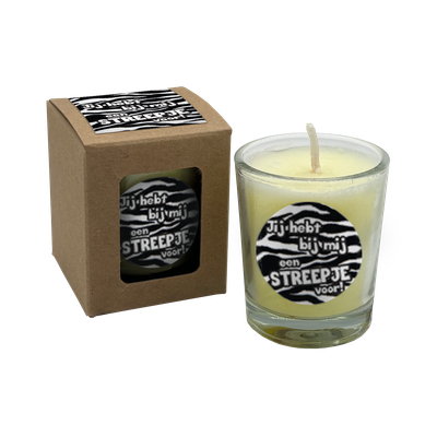 wenskaarsje met bedeltje jij hebt een streepje voor